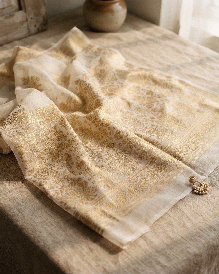 Dhakai Muslin Gold Jamdani